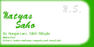 matyas saho business card