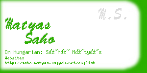 matyas saho business card